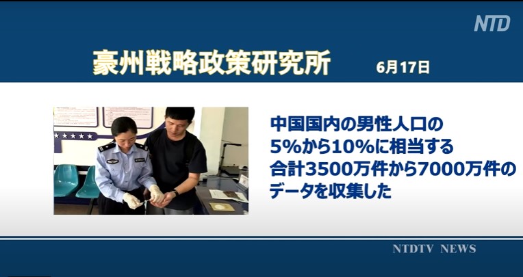 中共は2017年末から成人男性と未成年の男性のDNAサンプル収集に着手し、中国国内の男性人口の5%から10%に相当する、合計3500万件から7000万件のデータを収集しました。