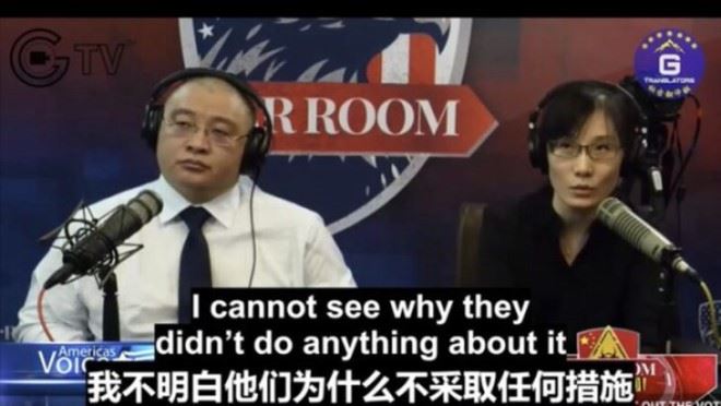 閆麗夢博士（右）は7月31日、スティーブ・バノン氏の時事番組「ウォールーム」に出演し、中国高官はヒドロキシクロロキンを服用していると明らかにした（スクリーンショット）