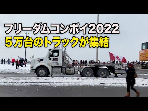 トラックの大行進 ５万台以上集結 マスク氏も支持