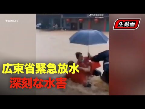 中国南部では豪雨が続き あるネットユーザーは6月22日 高速列車で広州に向かう途中で広東省英徳市を通過した時に 撮ったビデオがTwitterに投稿された