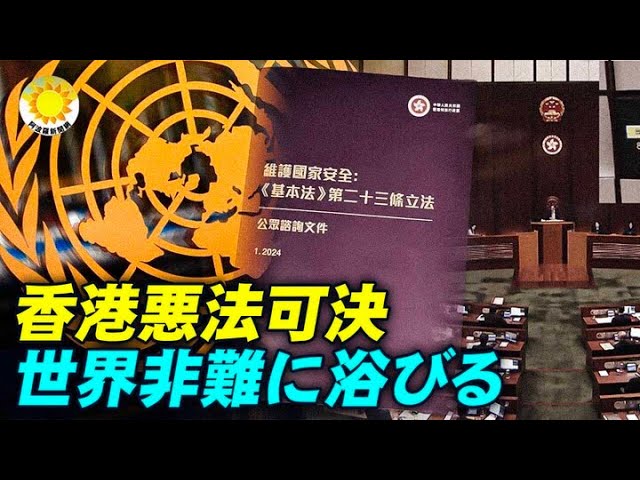 米英両政府と国連人権専門家は、香港における国家安全保障法第23条の可決を非難する